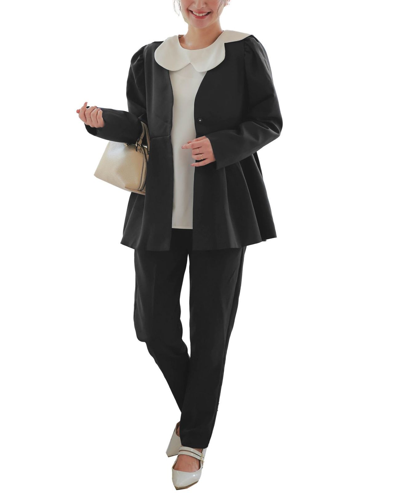 Size L_Color ブラック 神戸レタス セレモニー スーツ セットアップ 4点 ペプラムジャケット ママスーツ 入学式 卒業式 X490 L ブラック