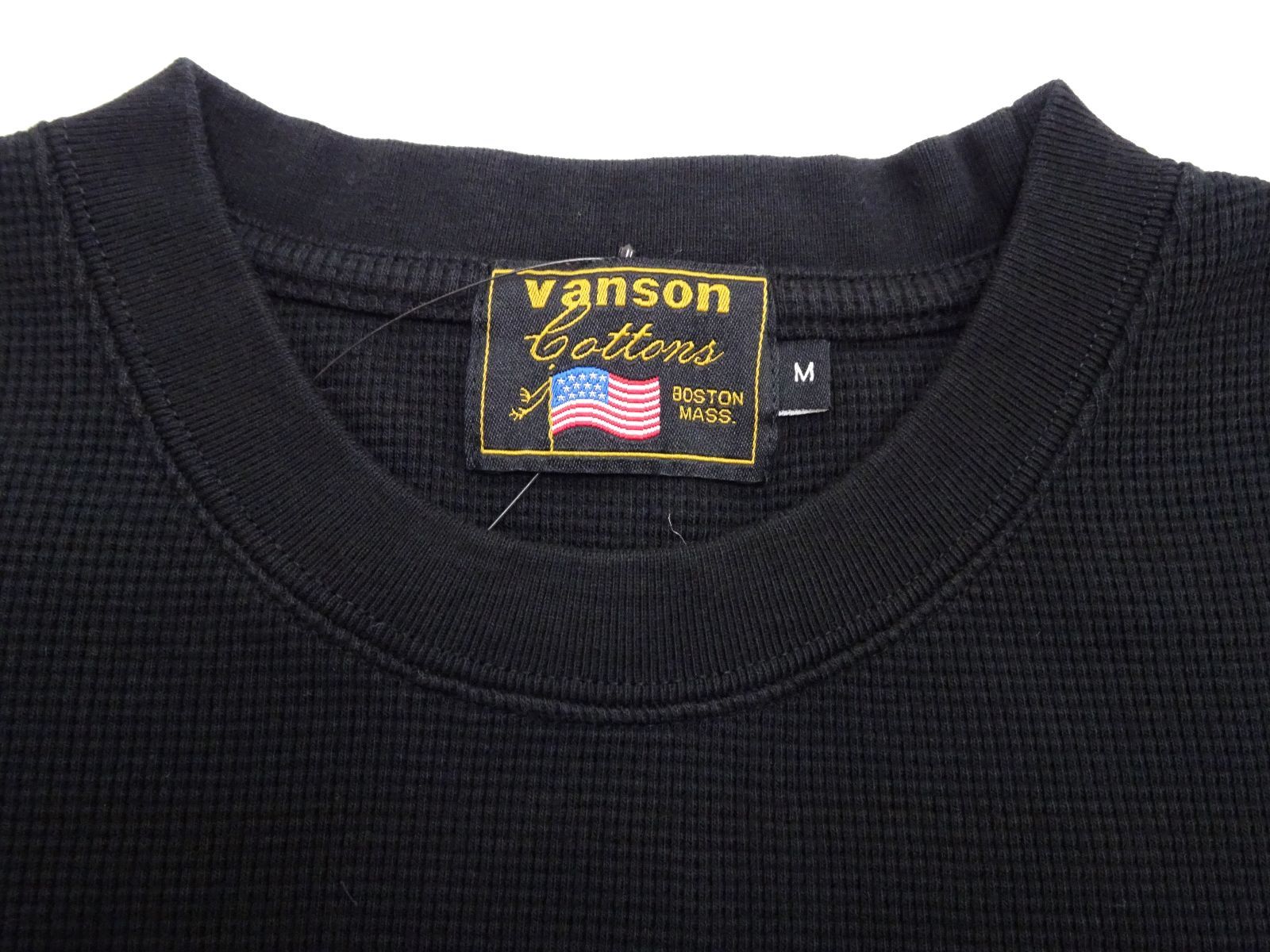 バンソン サーマル ロンT VANSON ワッフル長袖Tシャツ クロスボーンスカル NVLT-2408 黒 新品 アメカジショップ