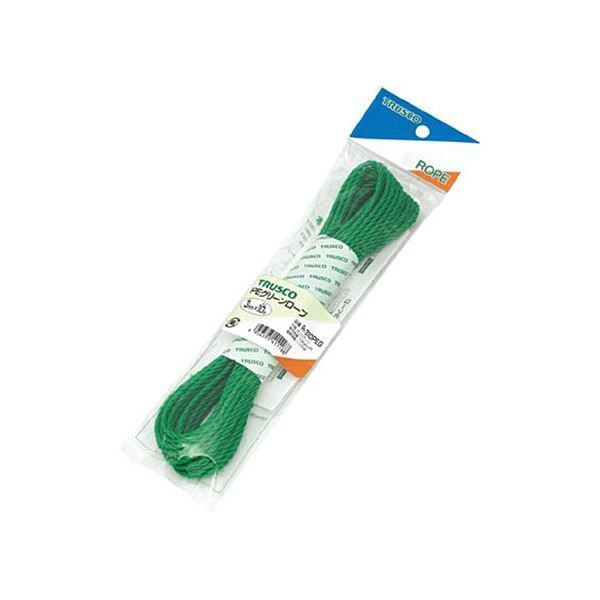 まとめ TRUSCO ポリグリーンロープ 4mm×10m 袋入 緑 R-410PEG 1巻 ×20セット