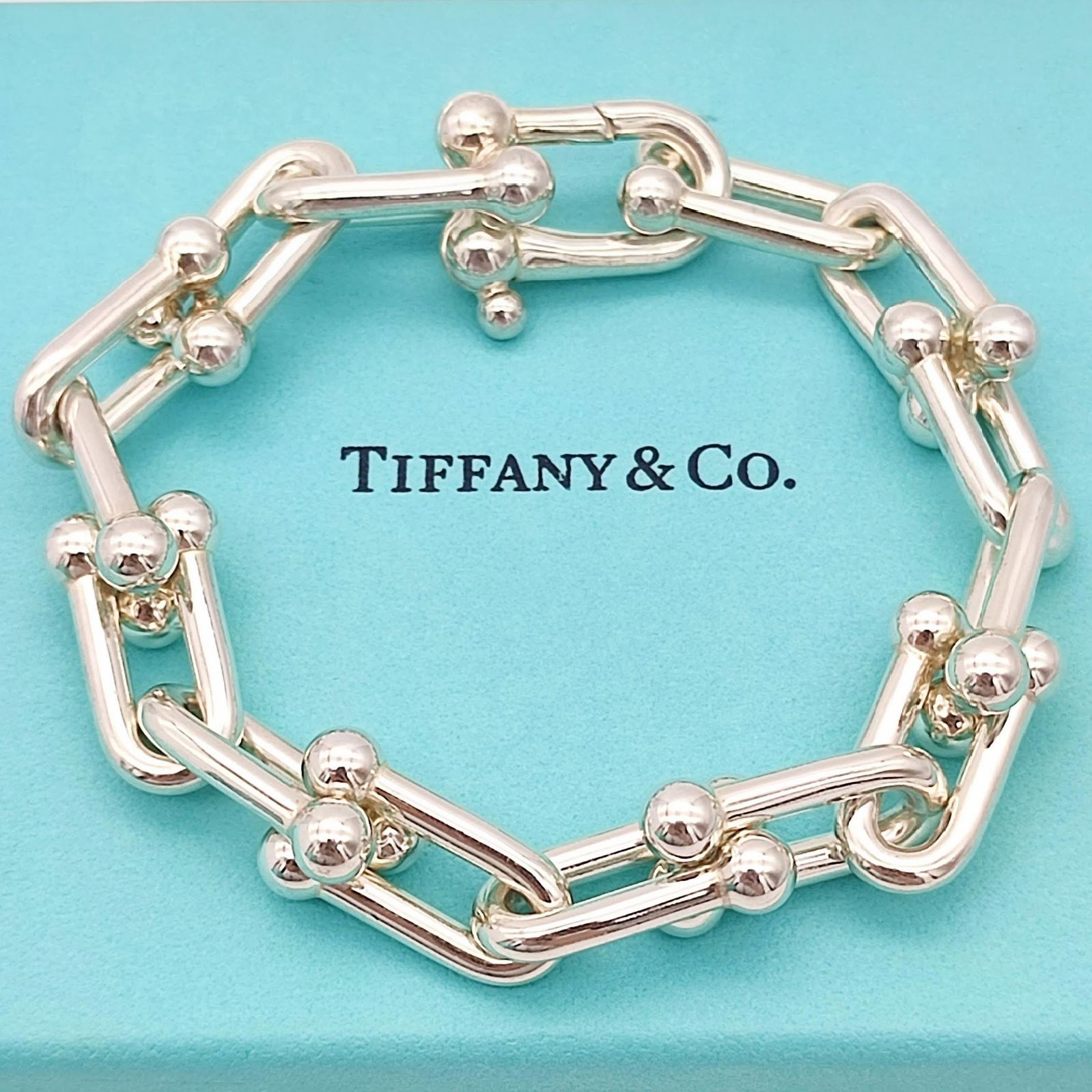 【美品】Tiffanyティファニーハードウェアラージリンクブレスレットシルバー925