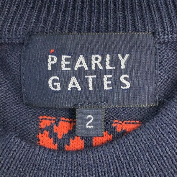 PEARLY GATES ネイビー モックネック2 ハニカムカノコ半袖モックネックカットソー | PEARLY GATES