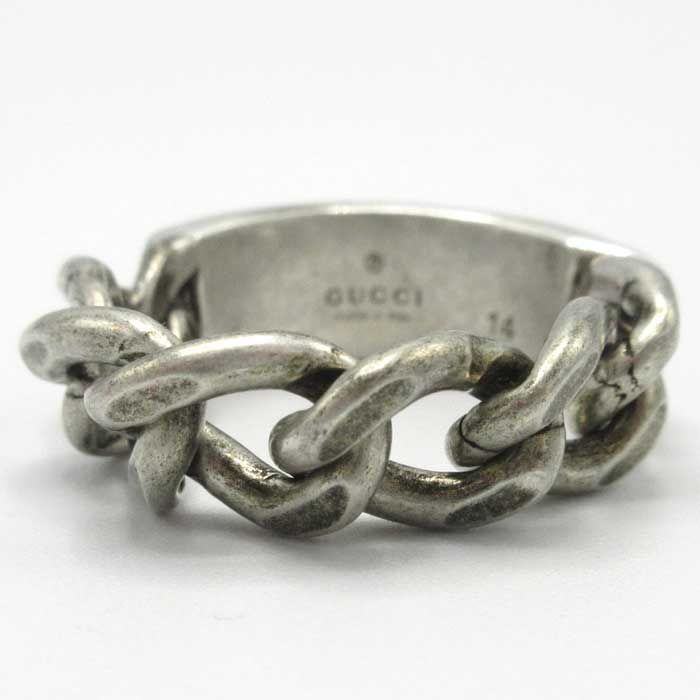 【美品】GUCCI シルバーリング 18号 GUCCIシルバーリング 18号 ブラックエナメル