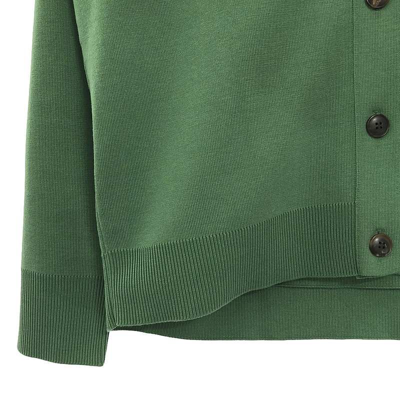 【美品】  ebure / エブール | × Ron Herman ロンハーマン別注 アンサンブル シルク混 ハイゲージ Vネック ニットカーディガン / ニットベスト | グリーン | レディース 美品】 ebure / エブール | × Ron Herman ロンハーマン別注