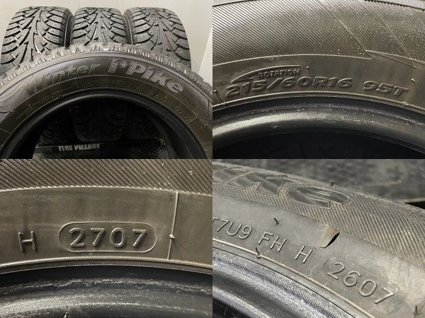 HANKOOK winter I Pike 215/60R16 16インチ スパイクタイヤ 4本 バリ溝