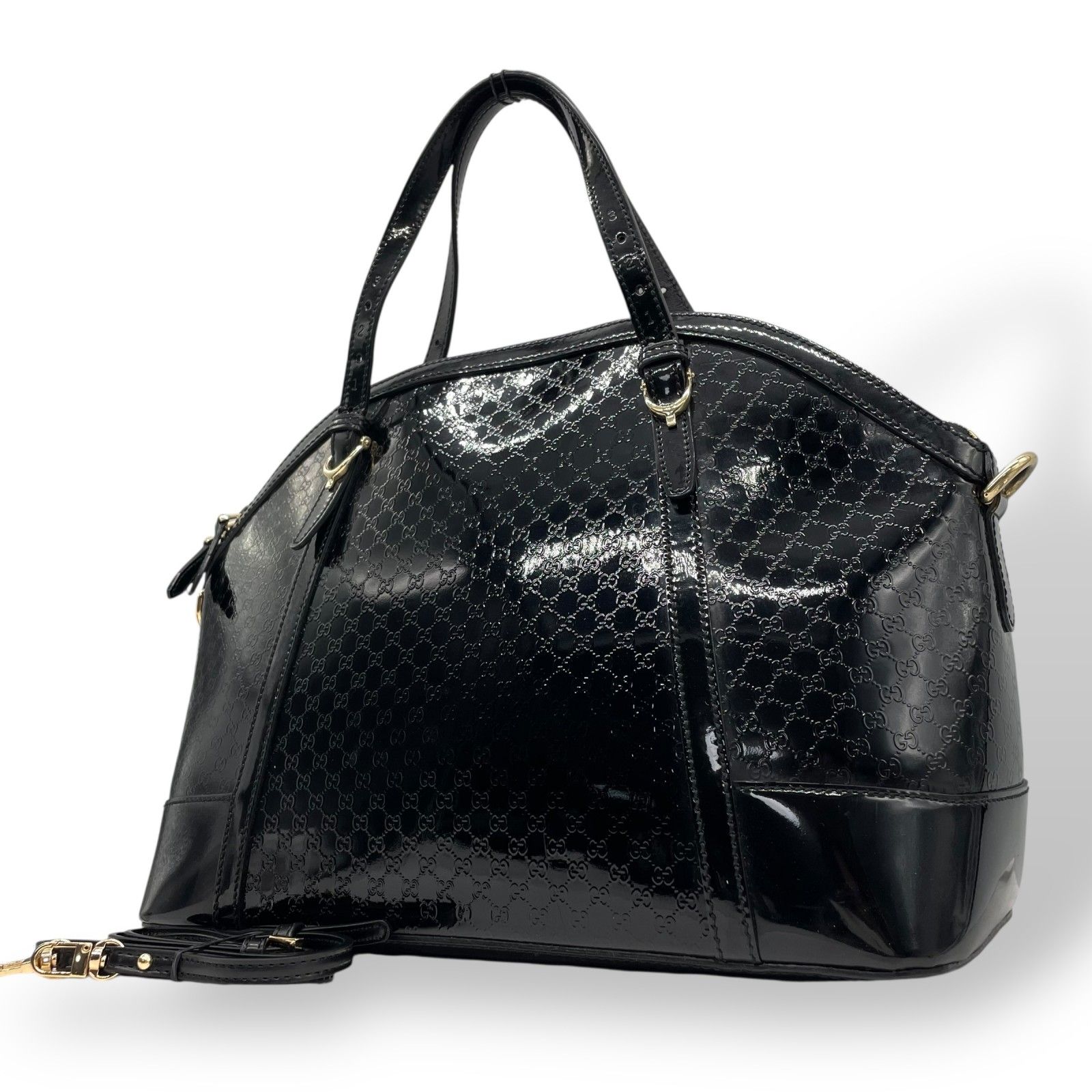極美品*グッチ*マイクログッチシマ*パテント*レザー*インター 極美品*グッチ*マイクログッチシマ*パテント*レザー*インター
