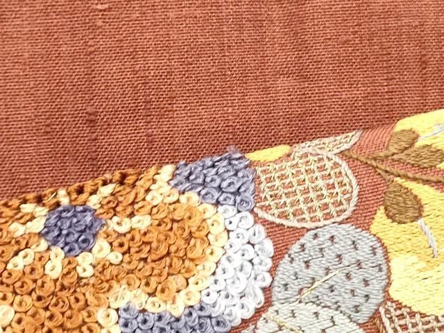 逸品 中国3大刺繍 汕頭刺繍 紬地 袋帯 平和屋着物○中国三大刺繍 スワトウ刺繍 汕頭刺繍 相良刺繍 総
