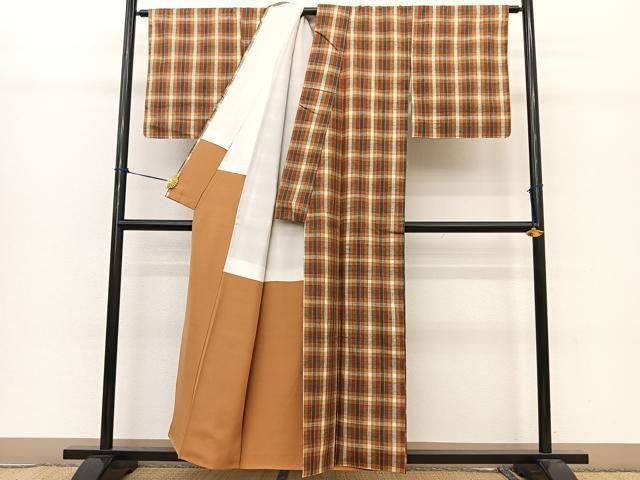 平和屋着物○上質な紬 格子柄 正絹 逸品 BAAT0803yc - メルカリ 