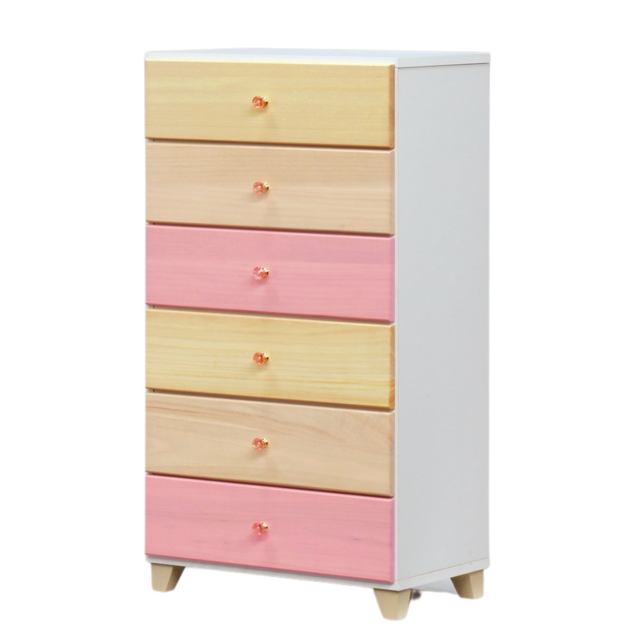 ホワイト収納タンス 6段 カラフル引き出し ホワイト収納タンス 6段 カラフル引き出し 一人暮らし向け