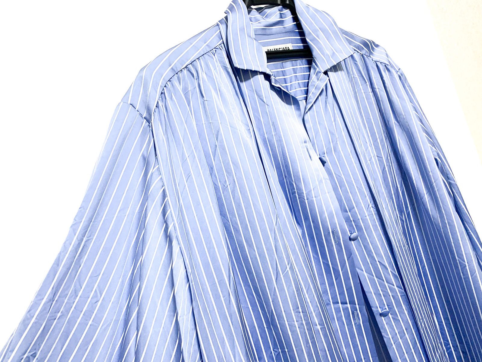 BALENCIAGA バレンシアガ 青 オーバーサイズ ストライプ シャツ  