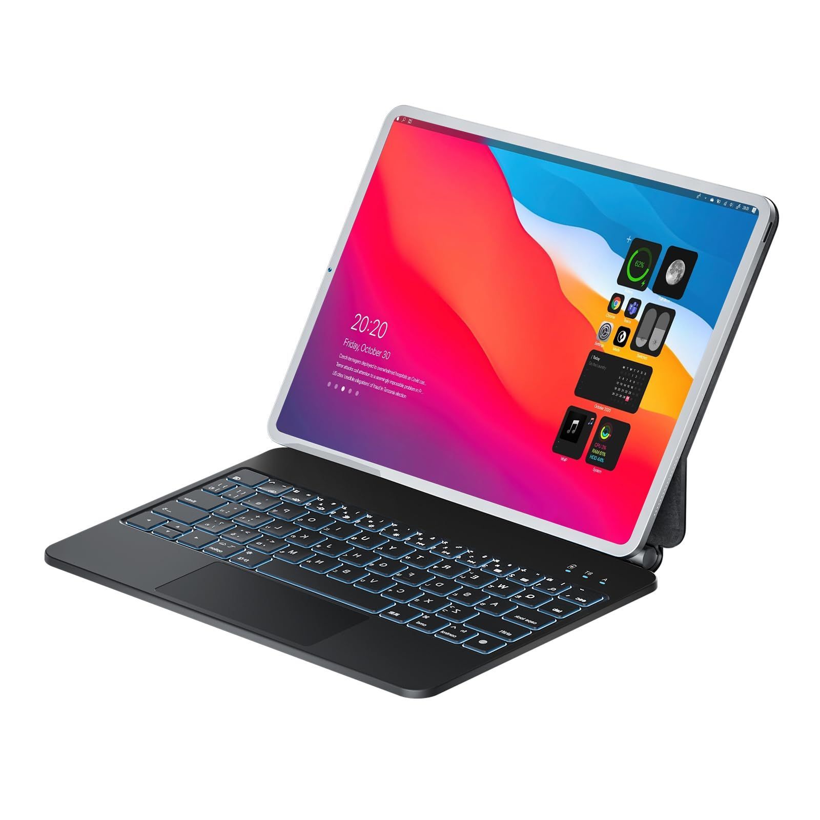 人気商品 磁気吸着 7色バックライト付き トラックパッド搭載 スマートキーボード 11インチ 日本語配列 Pro iPad 日本語取扱説明書付き iPad iPad ブラック 10.9インチ通用 Air4|5 11inch対応スマートキーボード iPad