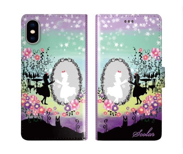 [iPhone15] iPhone15 ケース スカラー スマホケース 手帳型 iPhone16 ケース iPhone 16 15 14 13 SE 第3世代 第2世代 スマホカバー 全機種対応 手帳 ScoLar メルヘン お花がいっぱい 鏡の中の女の子 か