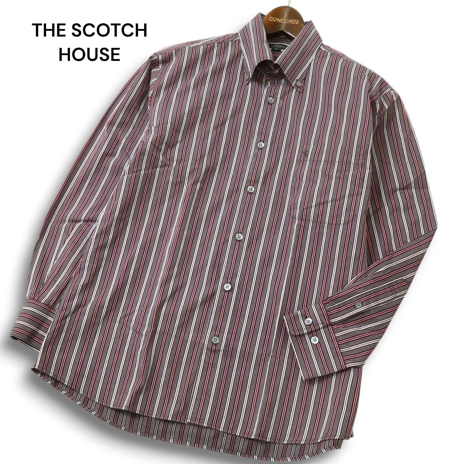 THE SCOTCH HOUSE スコッチハウス 通年 ロゴ刺繍★ コットン ニット セーター Sz.L メンズ