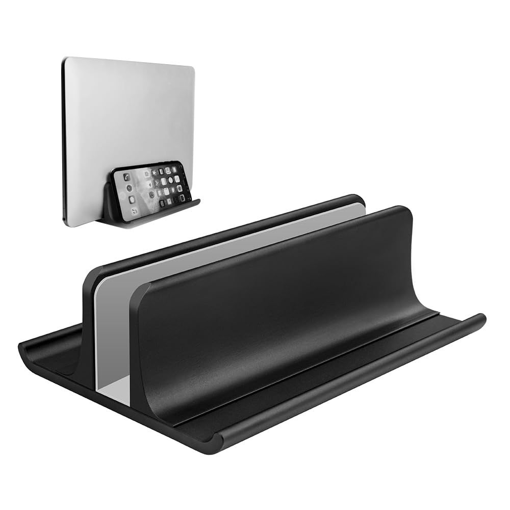 【新着商品】タブレットipad Mac for アルミ合金素材 mini ホルダー幅調整可能 MacBook 収納 Pro 縦置き PCスタンド Air スタンド - ノートパソコン ブラック VAYDEER