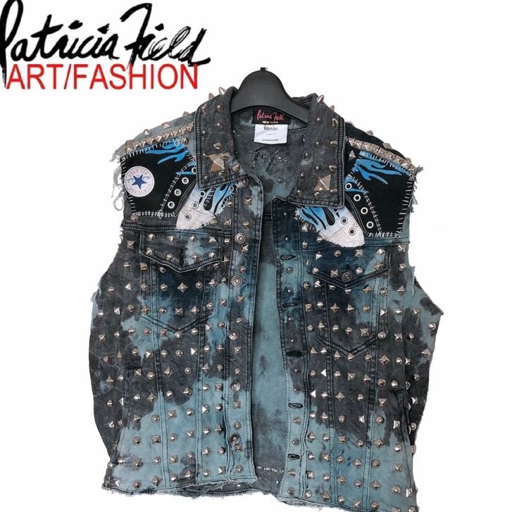 【新品】確実正規品 LOUISAVIAROMA Patricia Field ART FASHION パトリシアフィールド デザイン デニム ベスト  マドンナ イラスト Ｌ