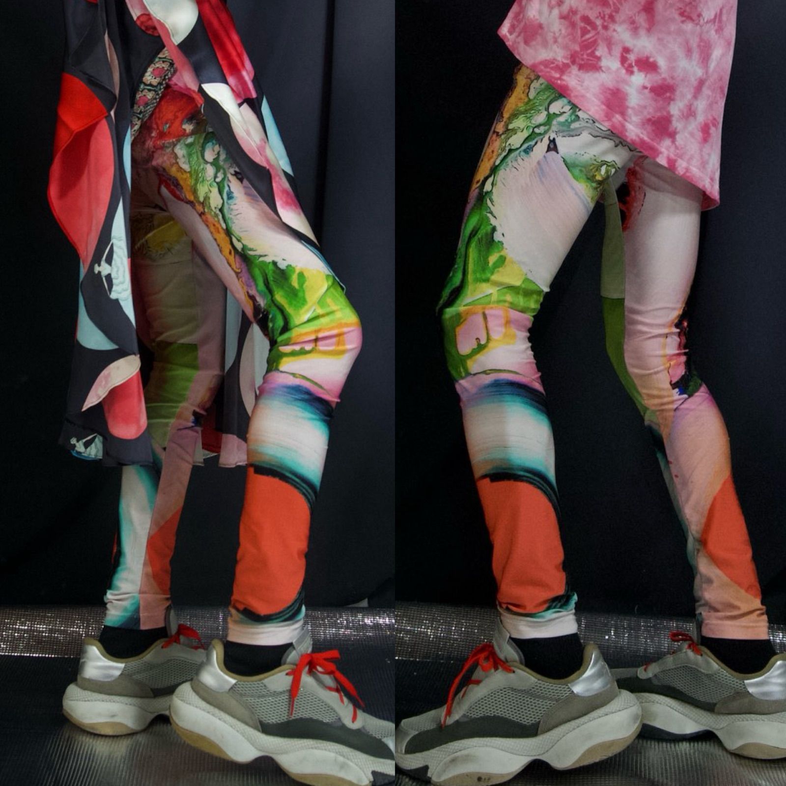 SOMETHING ELSE By Natalie Wood Asymmetry Abstract Full Graphic Leggings