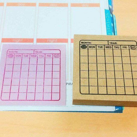 メルカリshops 時間割 カレンダースタンプ 日曜はじまり ノート ふせん用はんこ