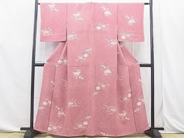 平和屋野田店■上質な小紋　型染め　菊　鮫小紋柄　三越扱い　逸品　BAAJ3343hz