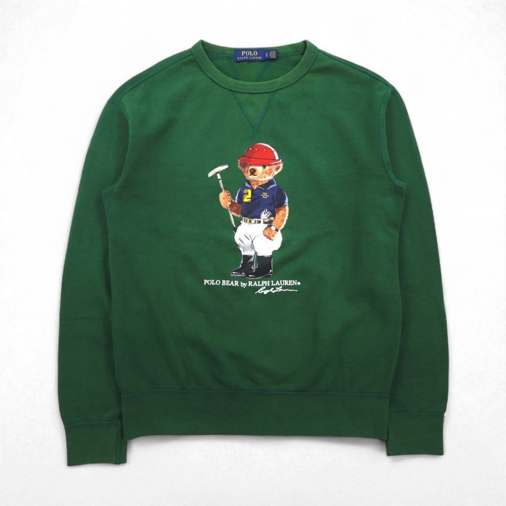 Polo Ralph Lauren ポロベア 前V スウェット トレーナー S グリーン POLO BEAR