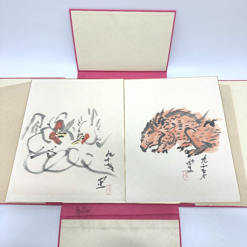 骨董品 骨董品 美術品 熊谷守一 十二支色紙 紙 【公式通販】