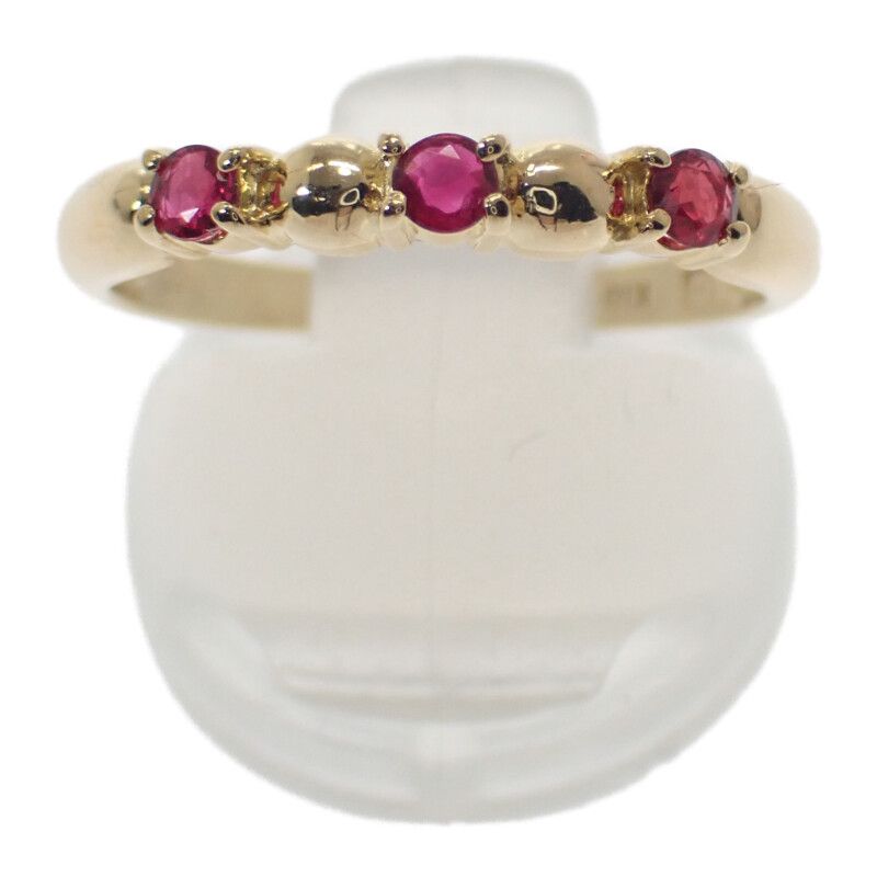 中古】 デザインジュエリー リング K18イエローゴールド 16号 ルビー  