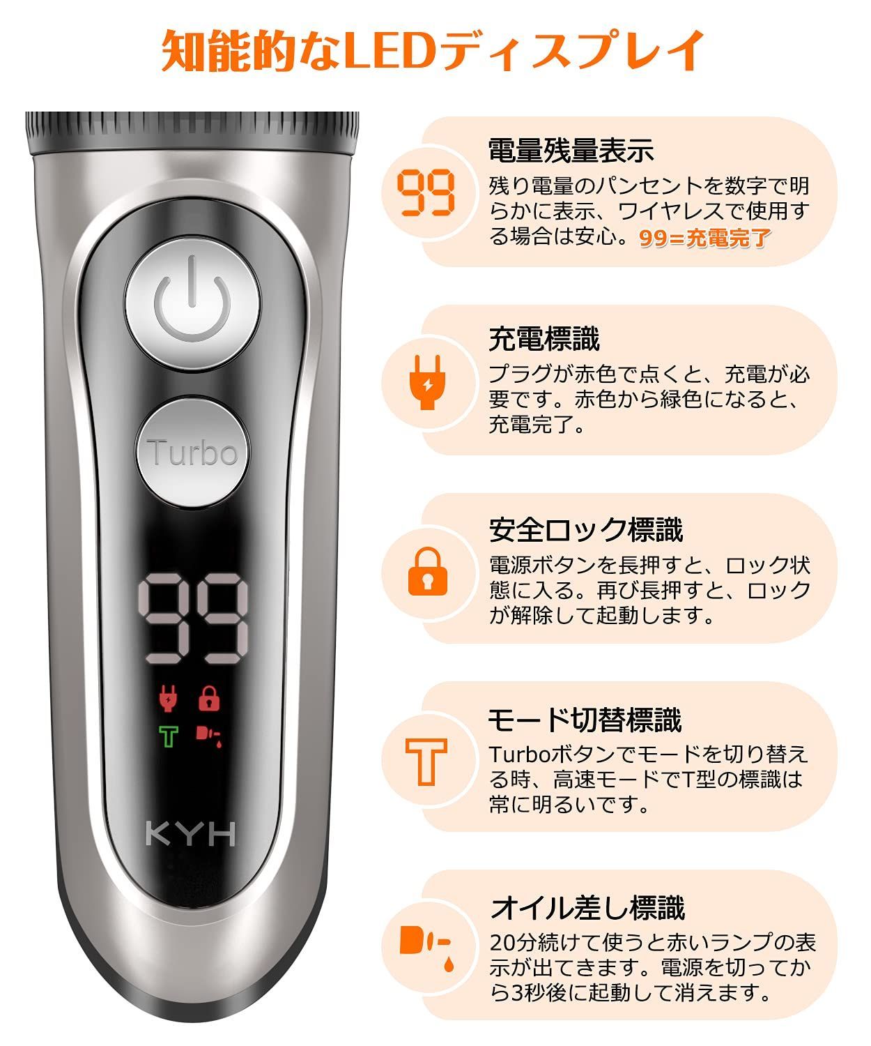 バリカン ヘアカッター YOTOY 散髪用 電動バリカン 充電式 大容量充 ...