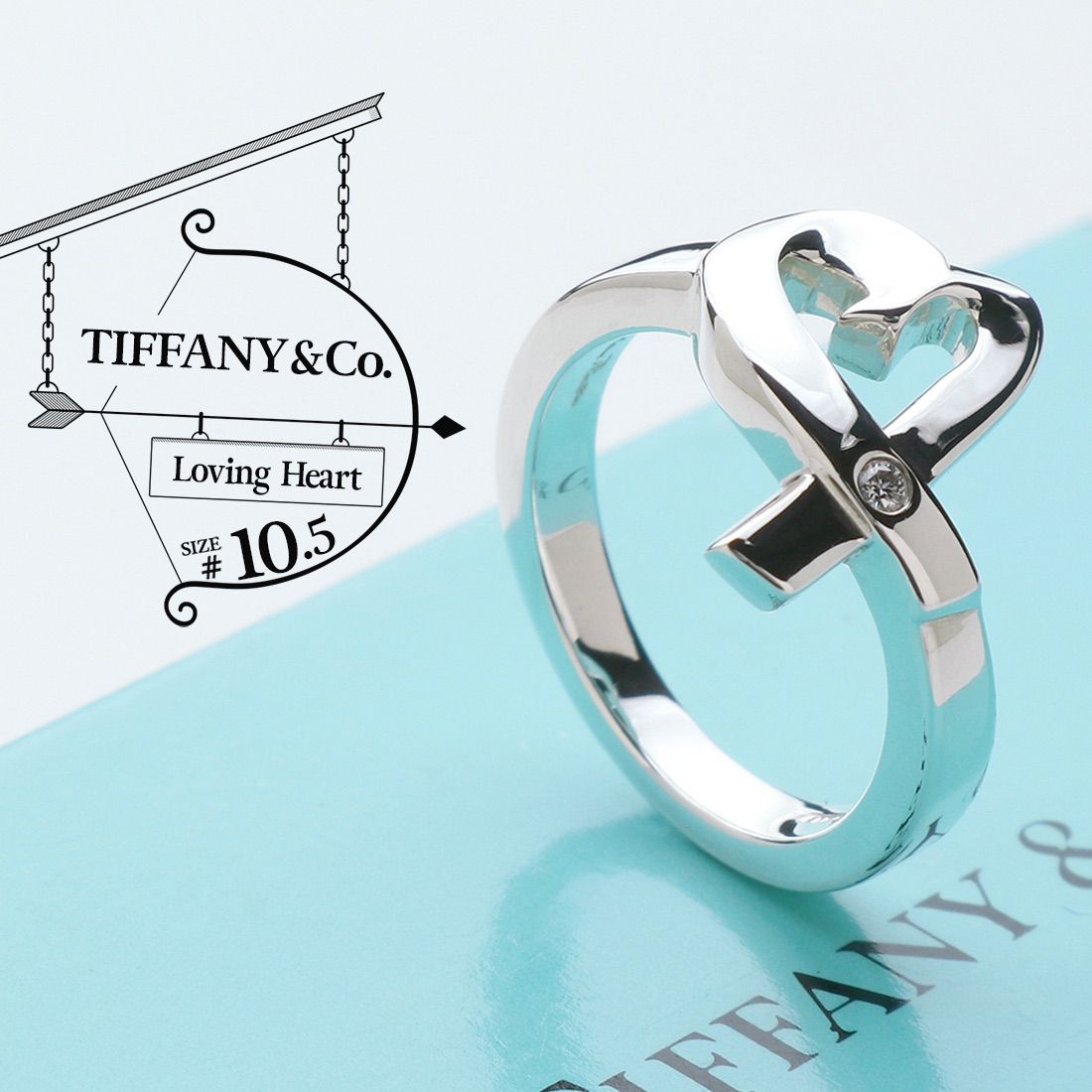 極美品 Tiffanyティファニートリプルラビングリング 指輪 10.5号-