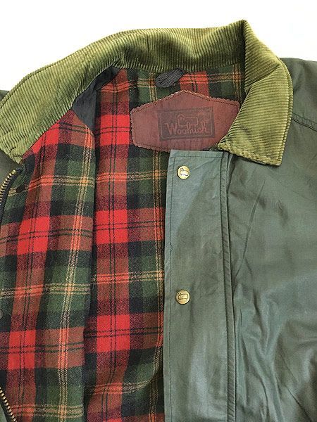 古着 80s USA製 WoolRich 裏地チェック 比翼 オイルド コーティング