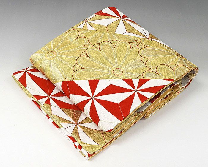 袋帯 麻の葉菊花模様 振袖用 良品 リサイクル 中古 フォーマル 礼装用 パーティー 着物 g0847 袋帯 麻の葉菊花模様 振袖用 良品 リサイクル 中古 フォーマル 礼装用