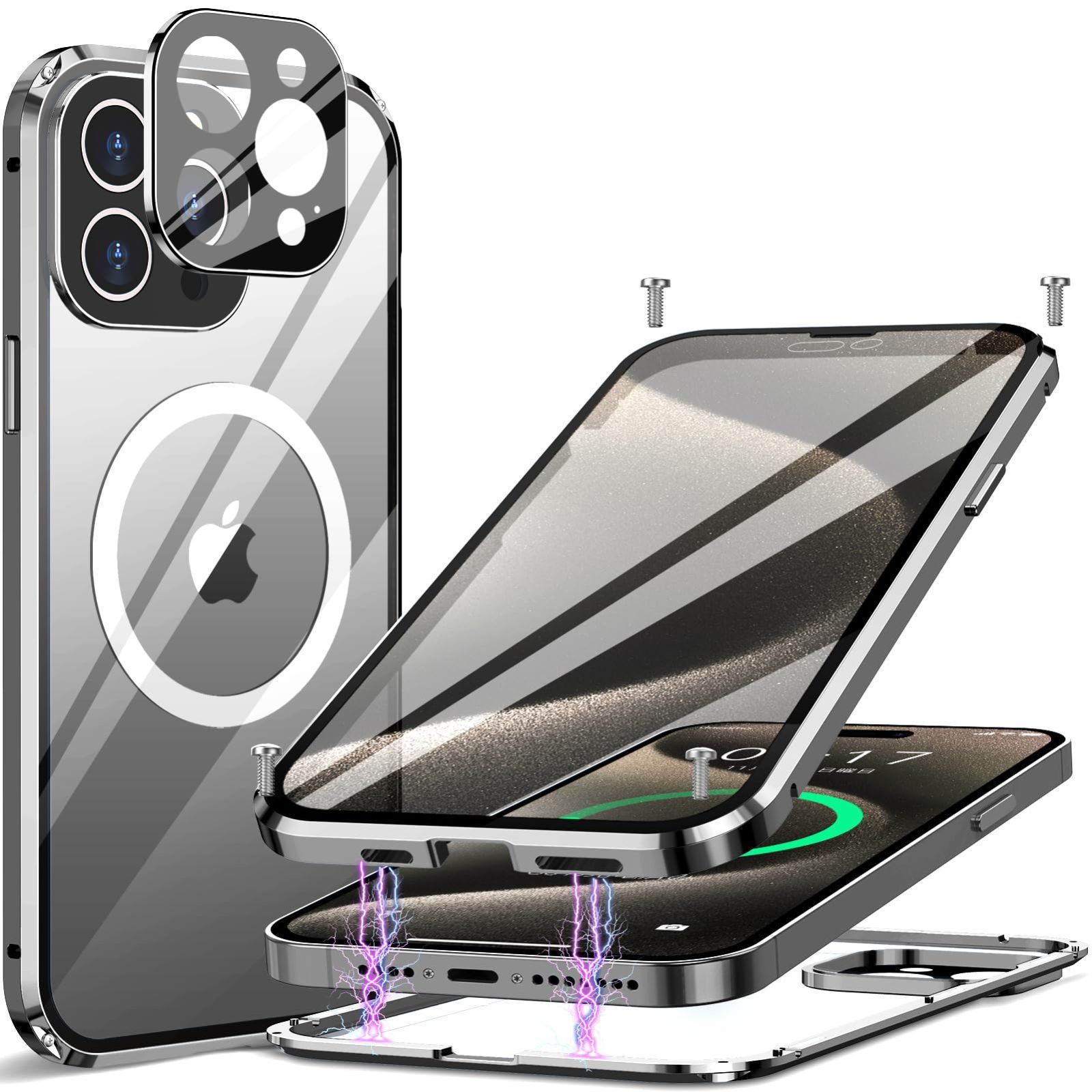 【在庫処分】スマホケース 鋭敏タッチ ケース iPhone iPhone ケース 金属 15 15 Pro Pro Pro アイフォン15 耐衝撃 マグネット式 人気 バンパー アルミ [一体型レンズ保護]MagSafe対応ワイヤレス充電対応 