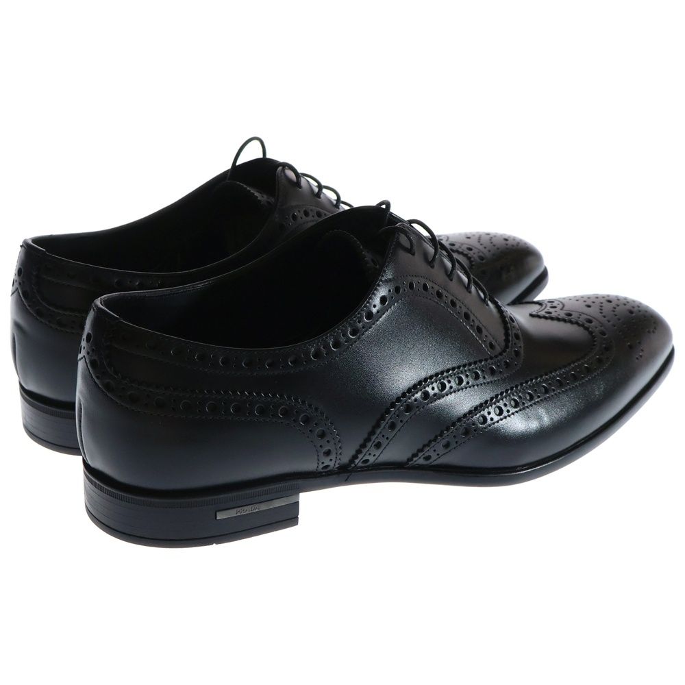 PRADA プラダ ウィングチップ レースアップ レザー ビジネス ドレスシューズ ブラック 2EC121 KIN-KAAI_COM
