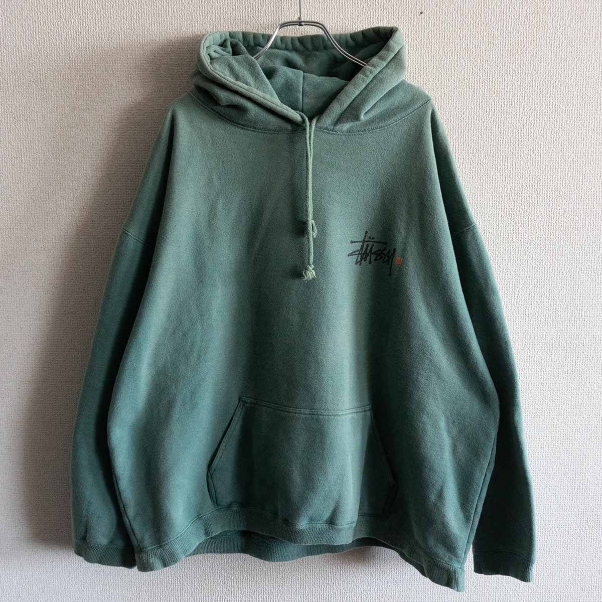 |90s OLD STUSSY プルオーバー パーカー L 90年代 白タグ プリント ステューシー 古着 25040938
