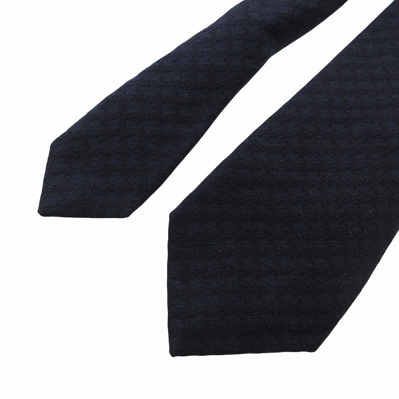 イザイア ISAIA ネクタイ セッテピエゲ ビジネス 総柄 ウール 紺