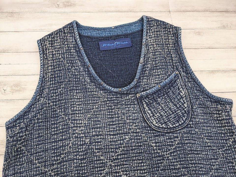 定価11万円 PC PORTER CLASSICS PC SASHIKO PULLOVER VEST BLUE 刺し子 プルオーバーベスト ブルー  ポータークラシック - メルカリ