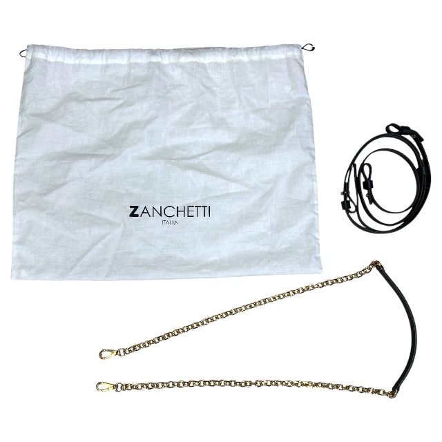 入手困難 ザンケッティ 24AM 718 3way ハンドバッグ チェーンストラップ ショルダーバッグ AMLETO 20 アムレット ブラック レザー Zanchetti レディース 女性 メンズ 男性 ユニセックス ギフト プレゼント バッグ カバン 財布