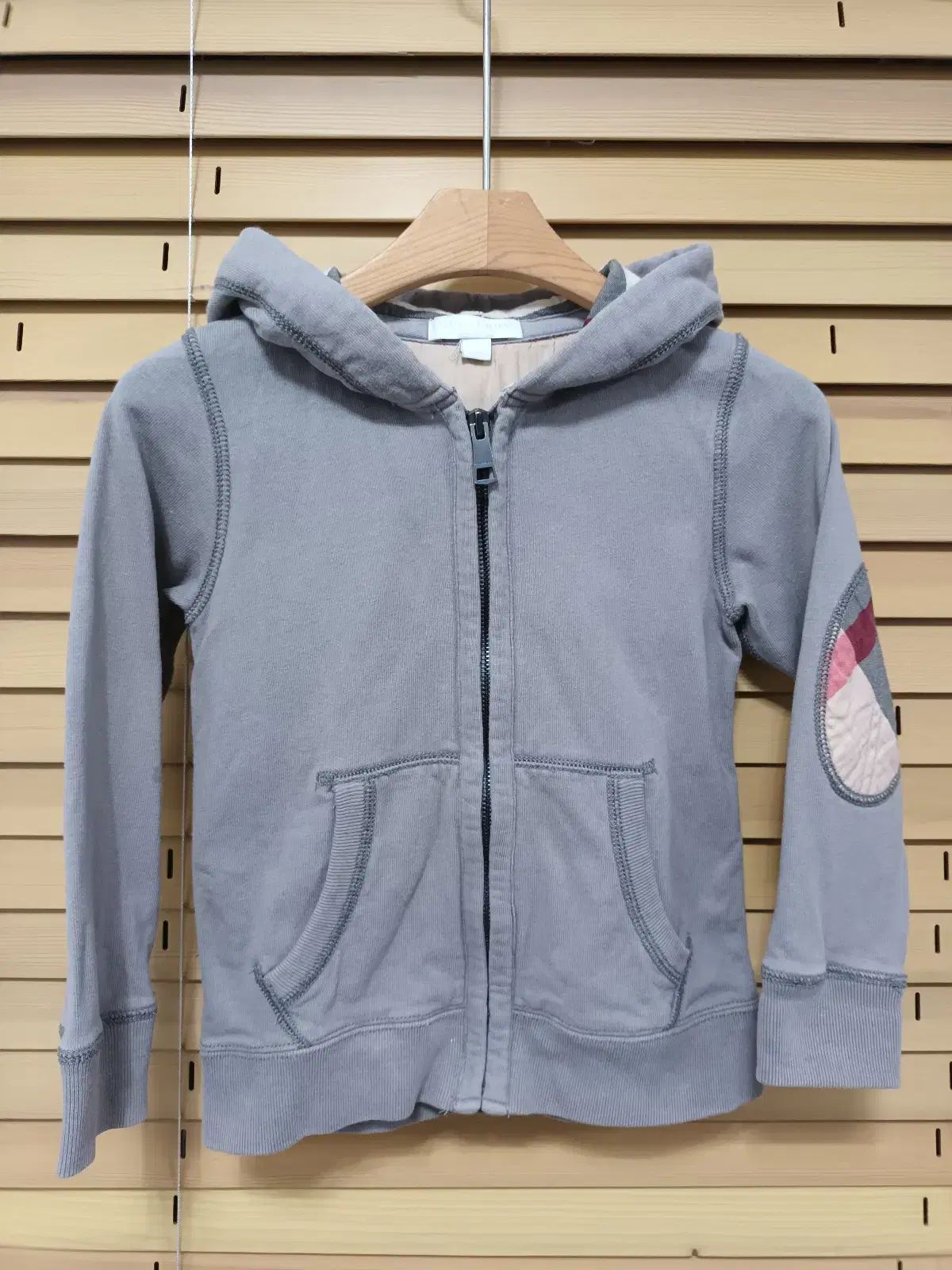 バーバリー キッズ グレー フード 注文 ジップアップ (4y) Burberry