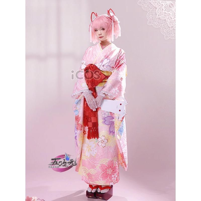 ♥ ICOS 魔法少女まどか マギカ コスプレ 鹿目まどか 和服セット 衣装 ウィッグ 追加 CS0917BJ 文化祭