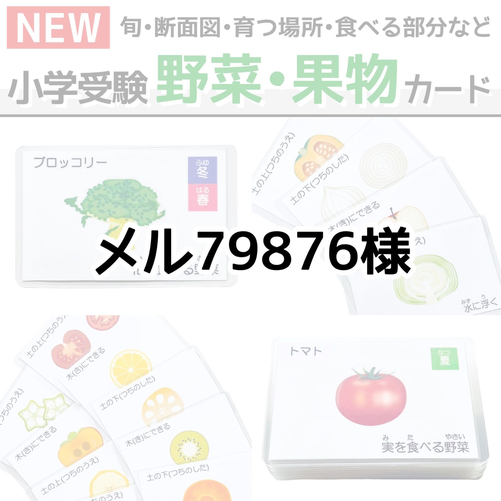 ☆メル79876様☆ 野菜・果物カード 小学校受験教材 理科的常識 幼児教育 知育 - メルカリ