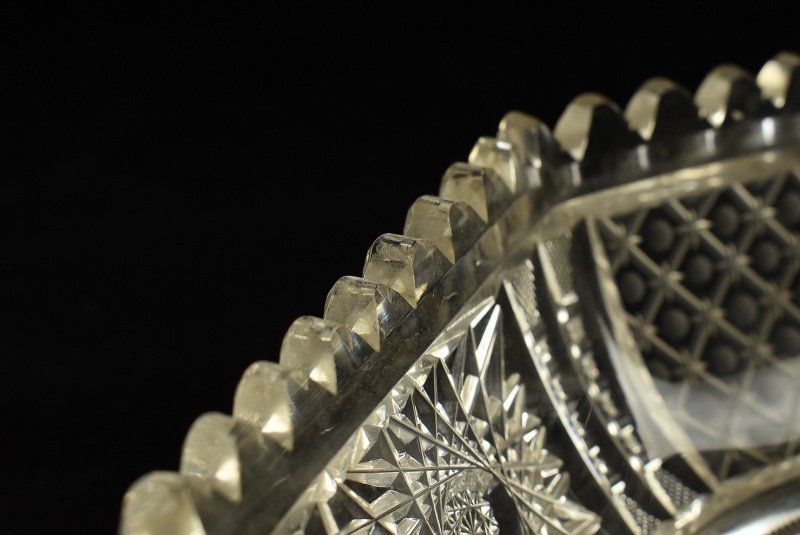 蔵A2053 古硝子 切子 ガラス鉢 隅切八角鉢 菓子鉢 WWW_OLIVIERBERNSTEIN_COM