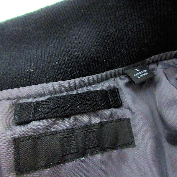 D□ユニクロ/UNIQLO 199083 MA-1ブルゾンジャケット JKT【L】黒