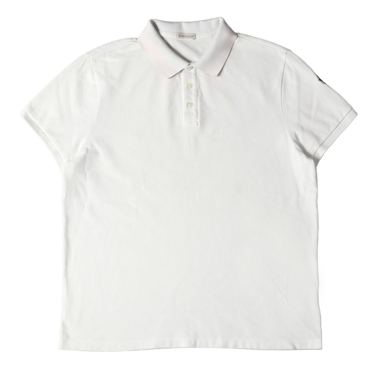 MONCLER モンクレール ポロシャツ サイズ:XL 鹿の子 ロゴ 半袖 MAGLIA POLO MANICA CORTA E10918305150  84556 19SS ホワイト 白 ブランド カジュアル シンプル ワンポイント