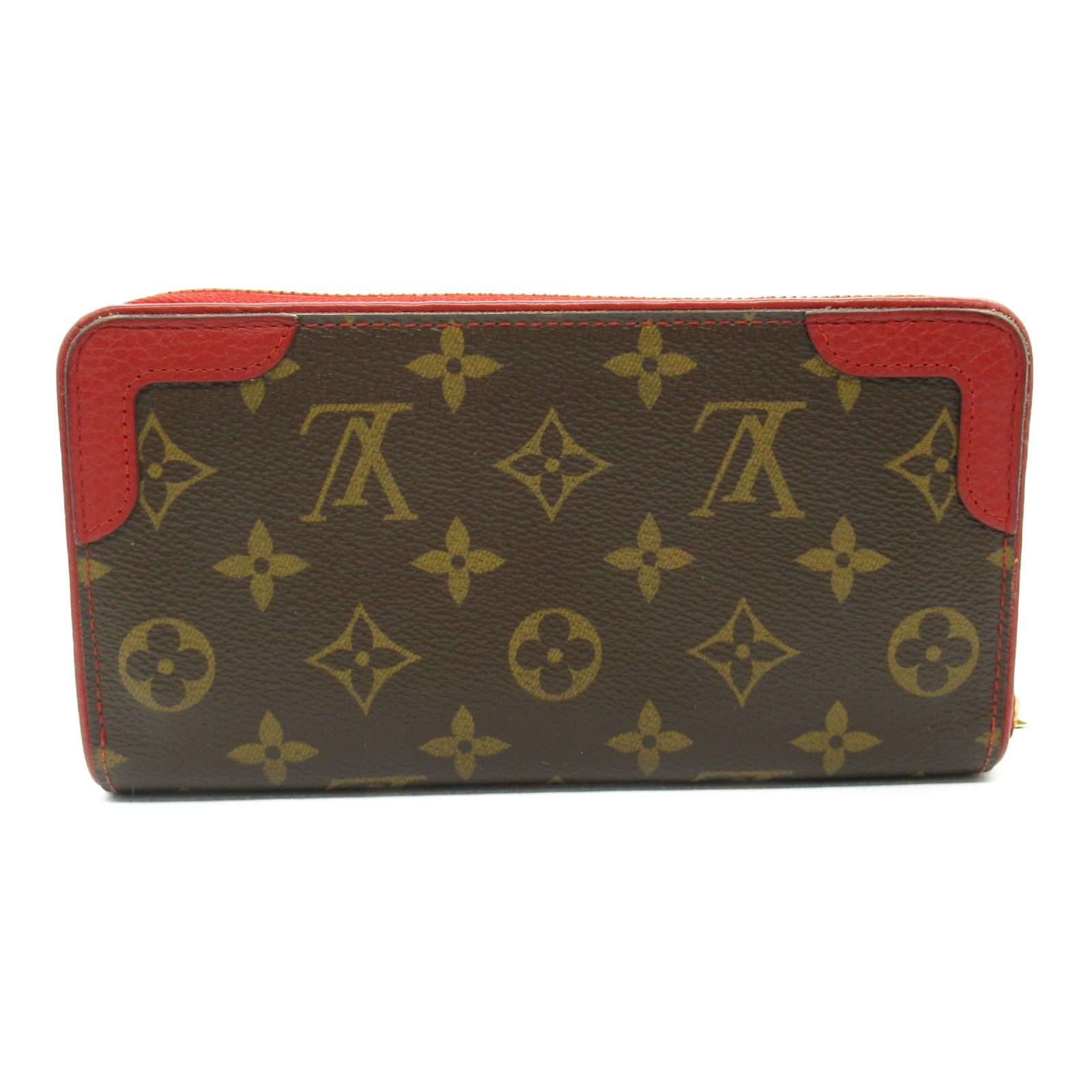 ルイ・ヴィトン LOUIS VUITTON ジッピー ウォレット レティーロ ラウンド長財布 財布 PVCコーティングキャンバス レザー モノグラム レディース ブラウン系 / レッド系 M61854 【中古】 LOUIS VUITTON - ルイ・ヴィトン LOUIS VUITTON ジッピー ウォレット