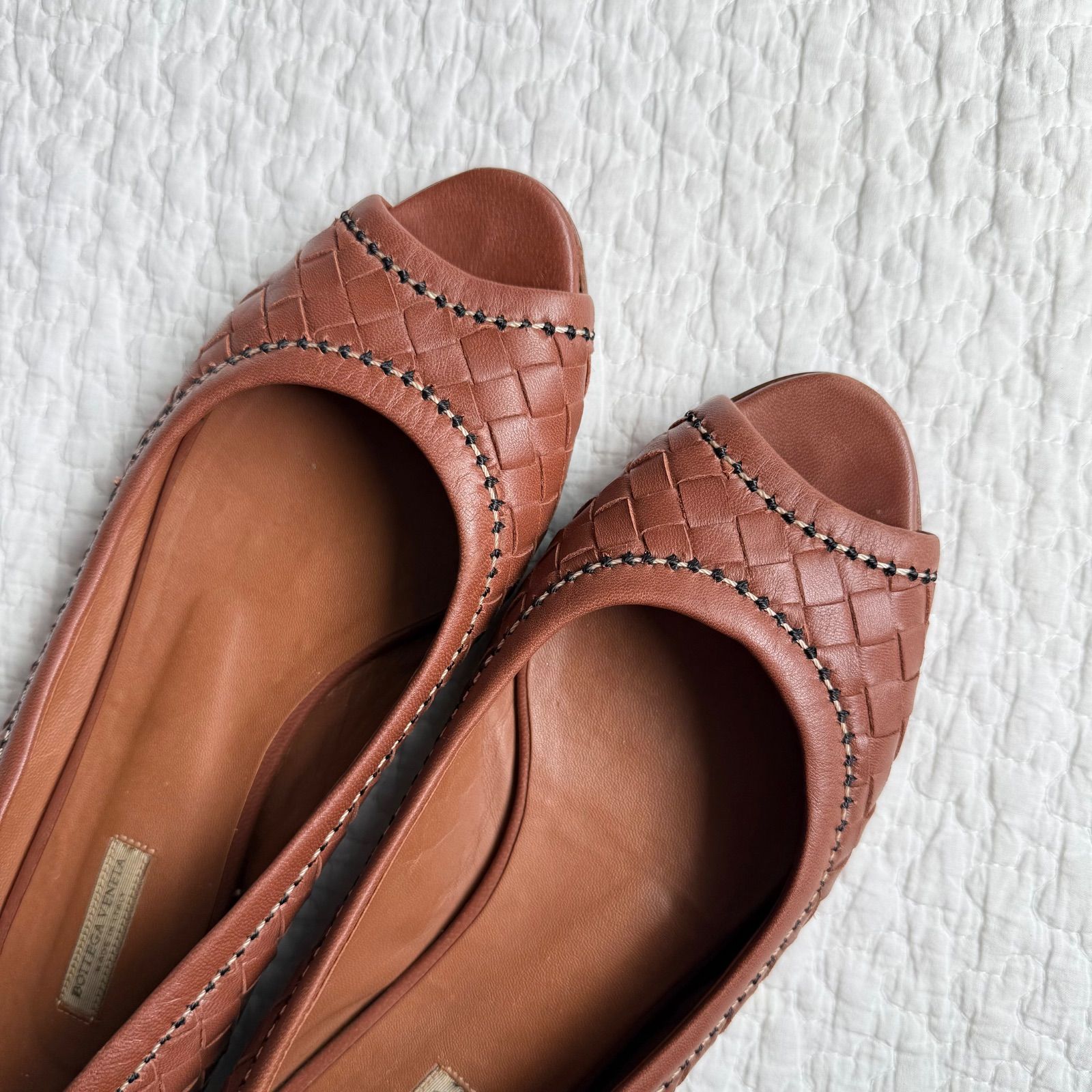 ✨️美品✨️ ボッテガヴェネタ イントレチャート フラットパンプス レザー 黒 美品 BOTTEGA VENETA ボッテガヴェネタ フラットシューズ