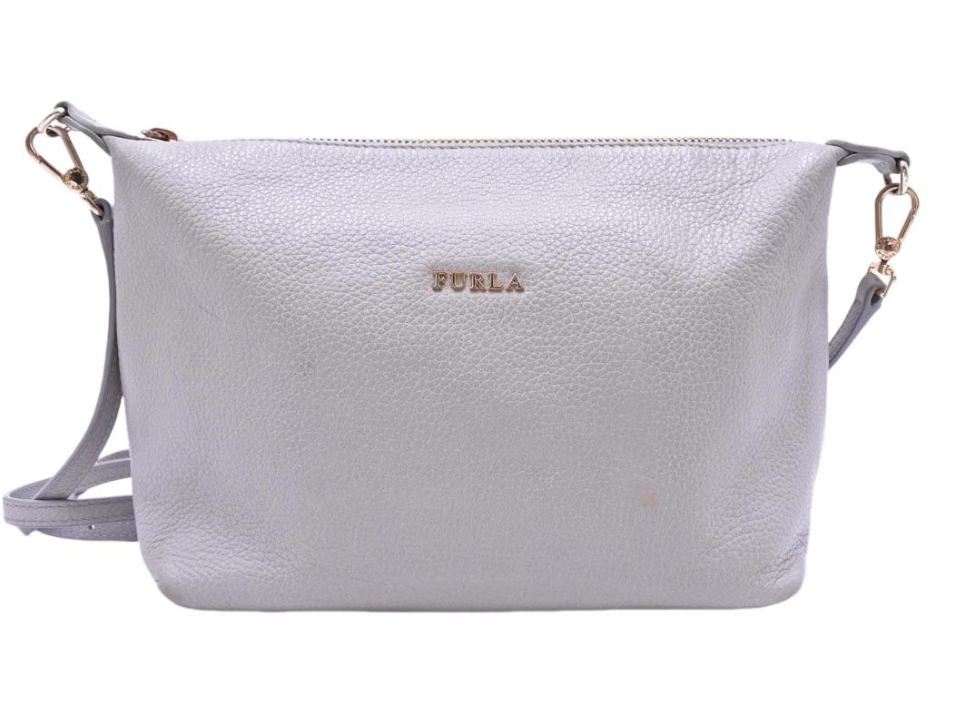 FURLA フルラ 本革 レザー ショルダー バッグ グレー