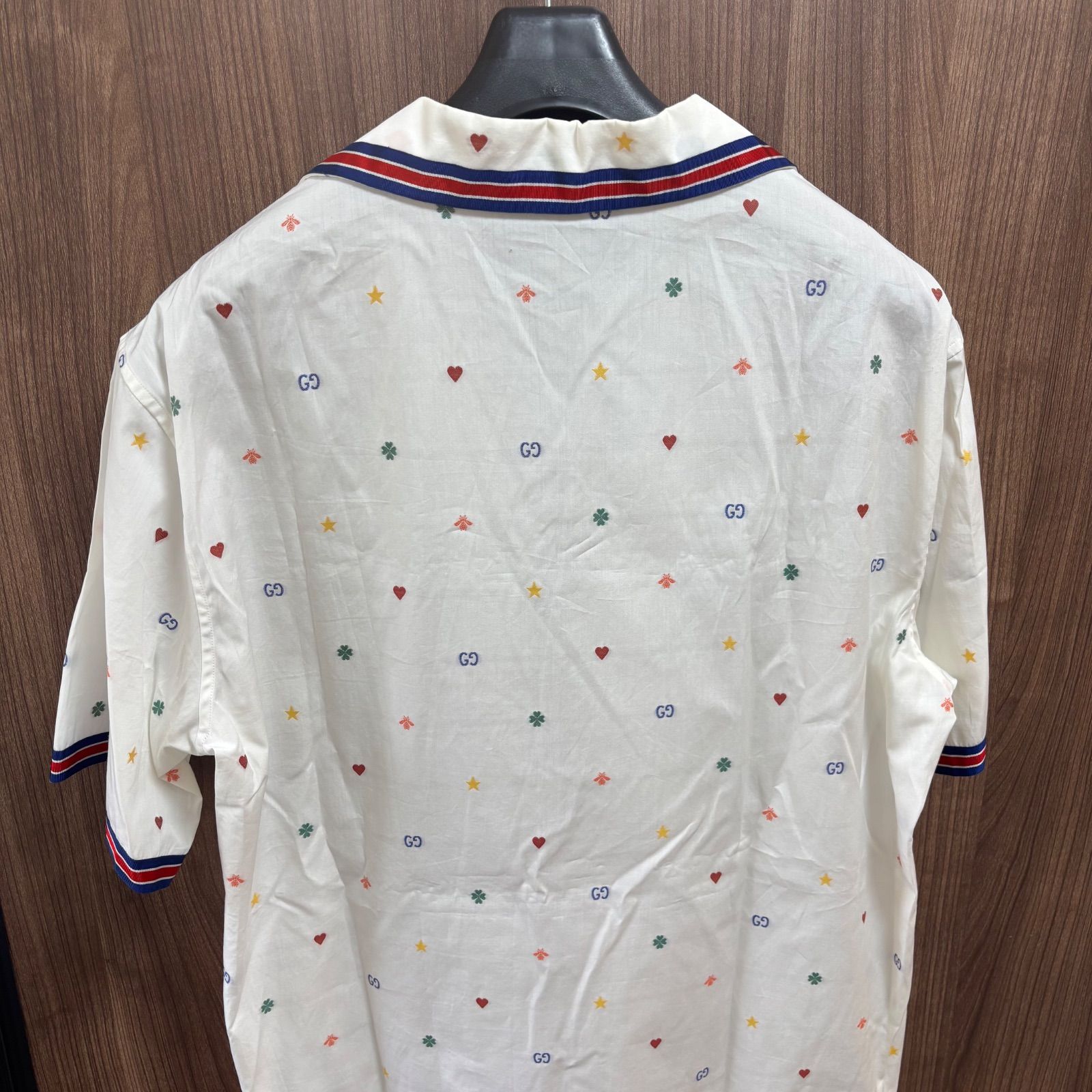 ☆GUCCI グッチ 半袖シャツ メンズ50 XLサイズ ホワイト ウェブ