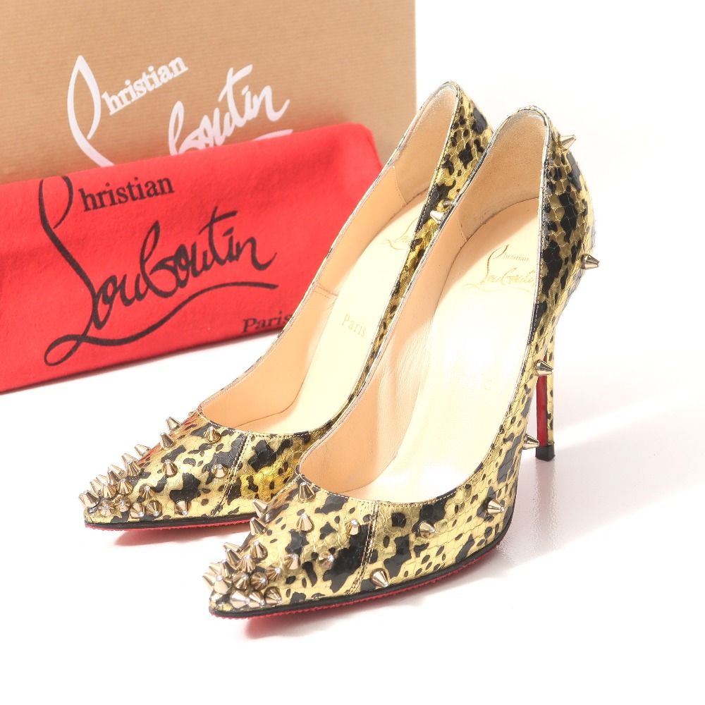 christian louboutin ハイヒール スタッズ プラットフォーム