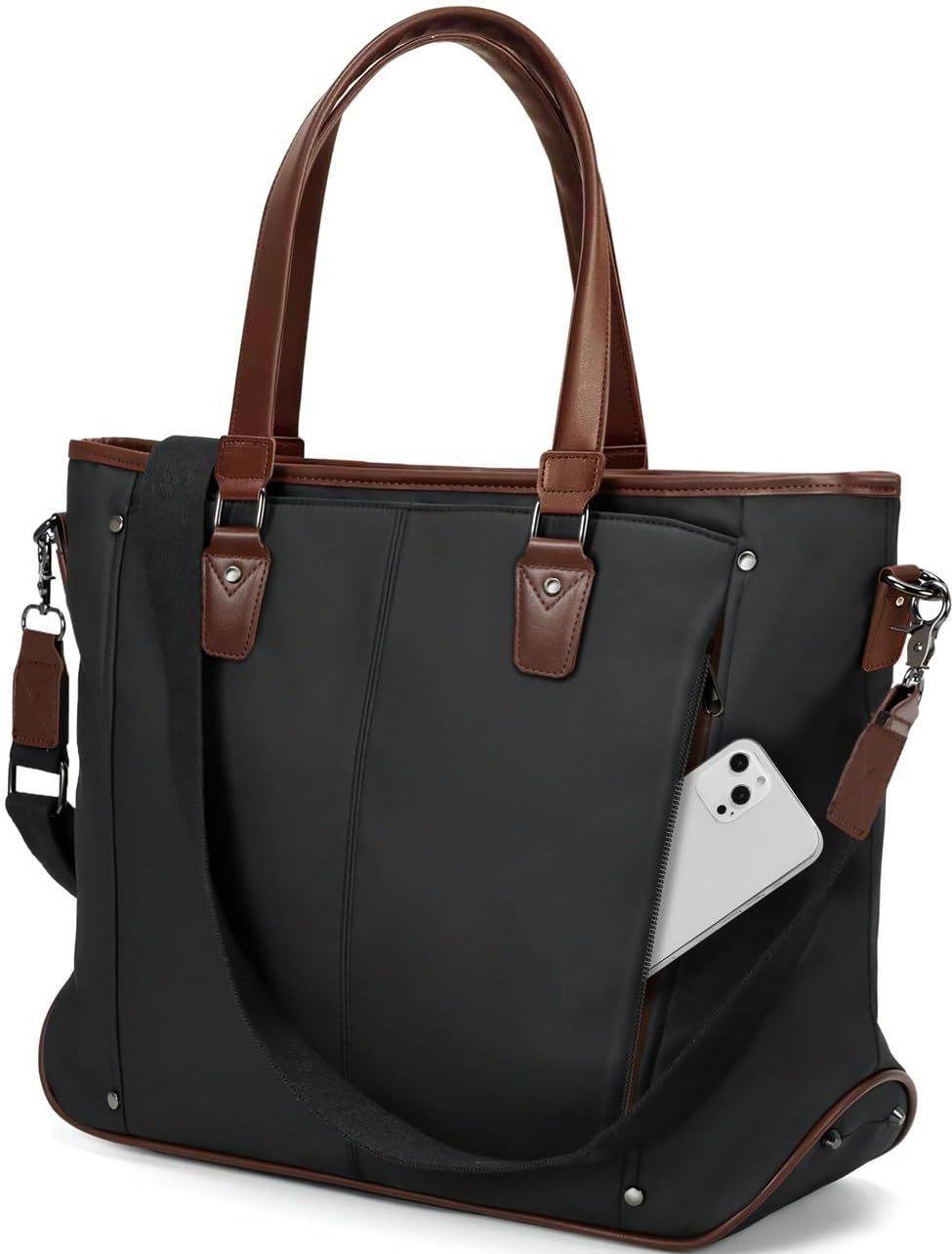 Color ブラックブラウン ABIBA ビジネスバッグ トートバッグ メンズ ビジネストートバッグ ショルダーバッグ ハンドバッグ 大容量 多機能 自立 リクルート 就活 ビジネス 通勤 通学 PC 出張 防水 撥水 ブラックブラウン