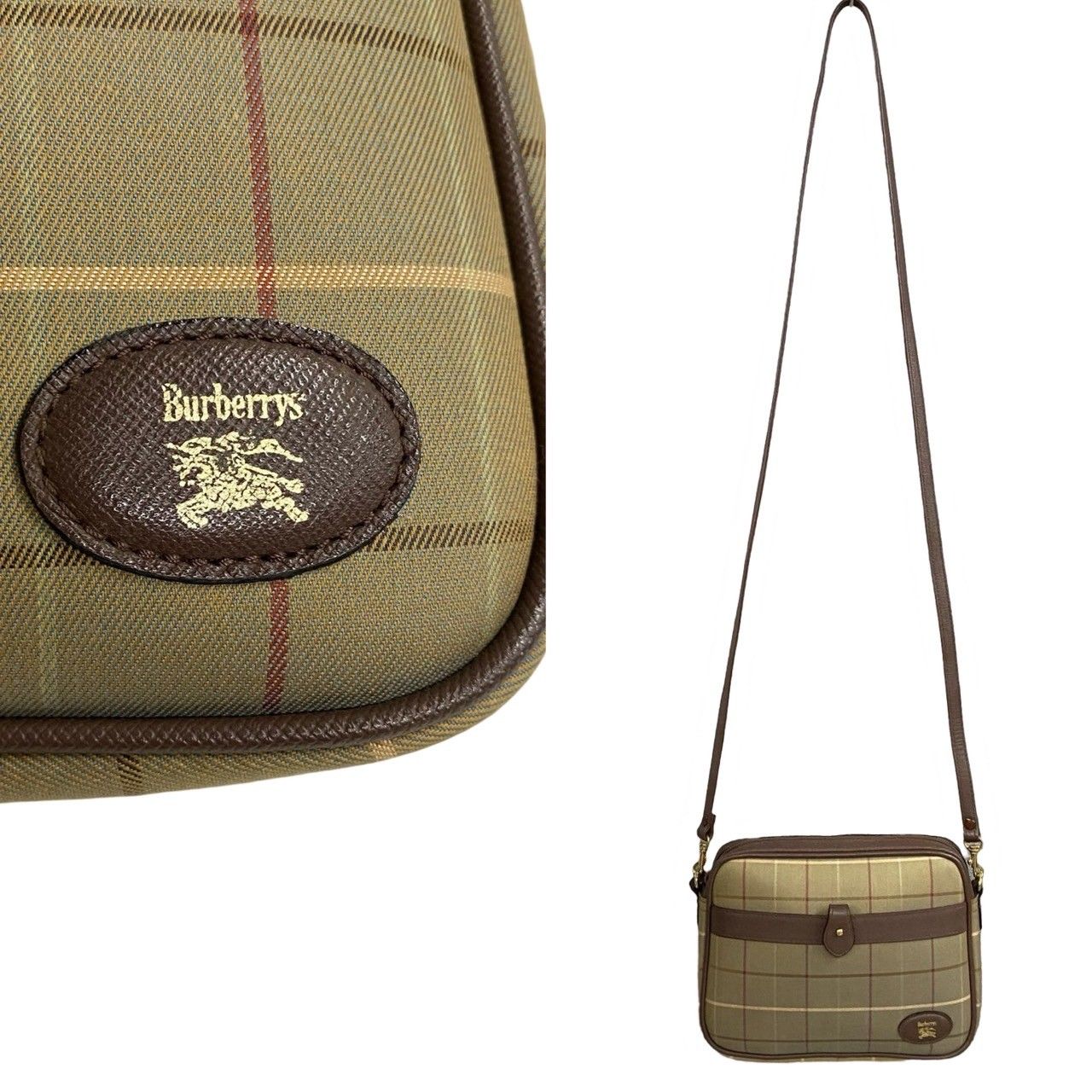 極 美品 BURBERRY バーバリー ヴィンテージ ノバチェック シャドーホース キャンバス レザー 本革 ショルダーバッグ ポシェット 24864  - メルカリ