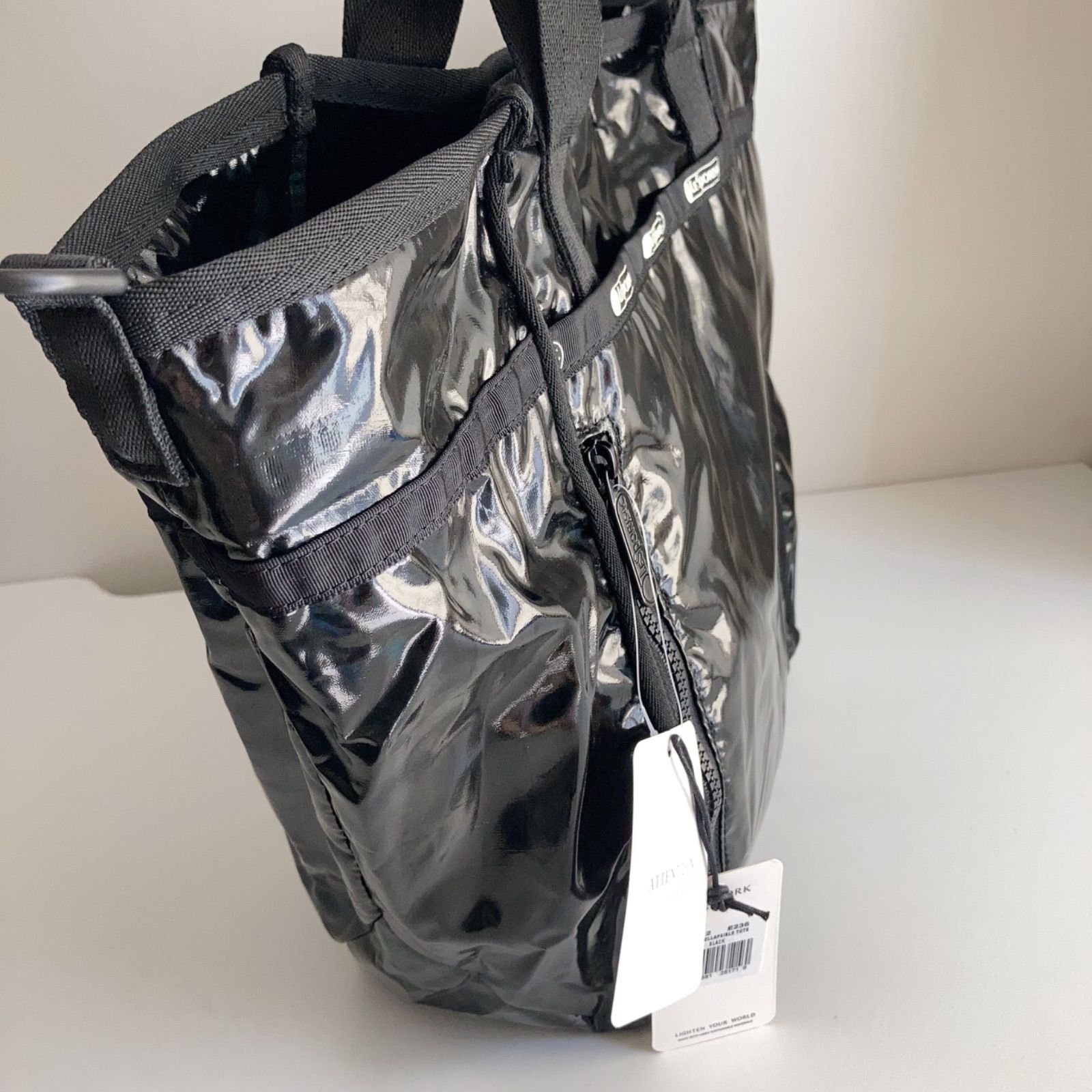 レスポートサック ショルダーバッグ エナメル ブラック 2way トート