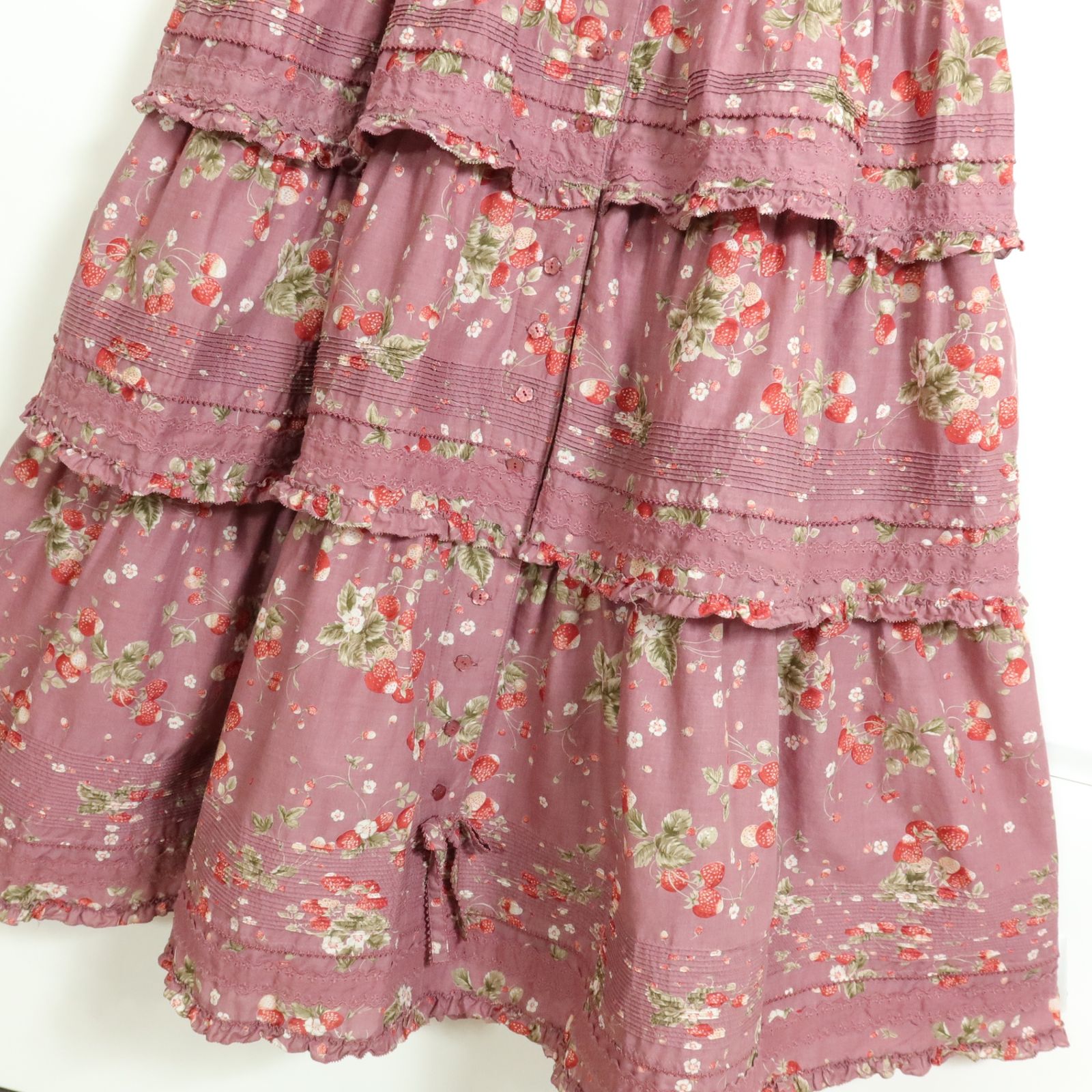 極美品！】ピンクハウス☆かぶせ段々フリル！ローンワンピース 赤紫系  