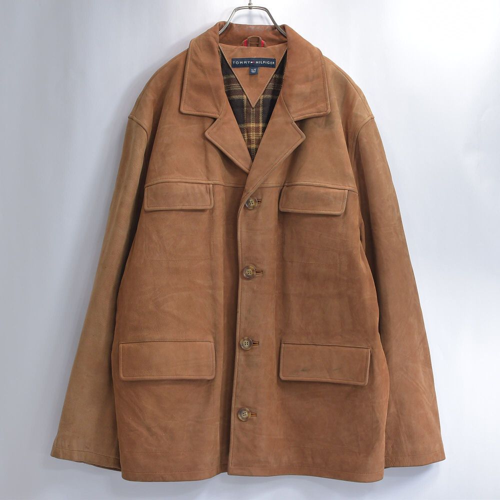 00s TOMMY HILFIGER トミーヒルフィガー ヌバック レザー ハーフコート 